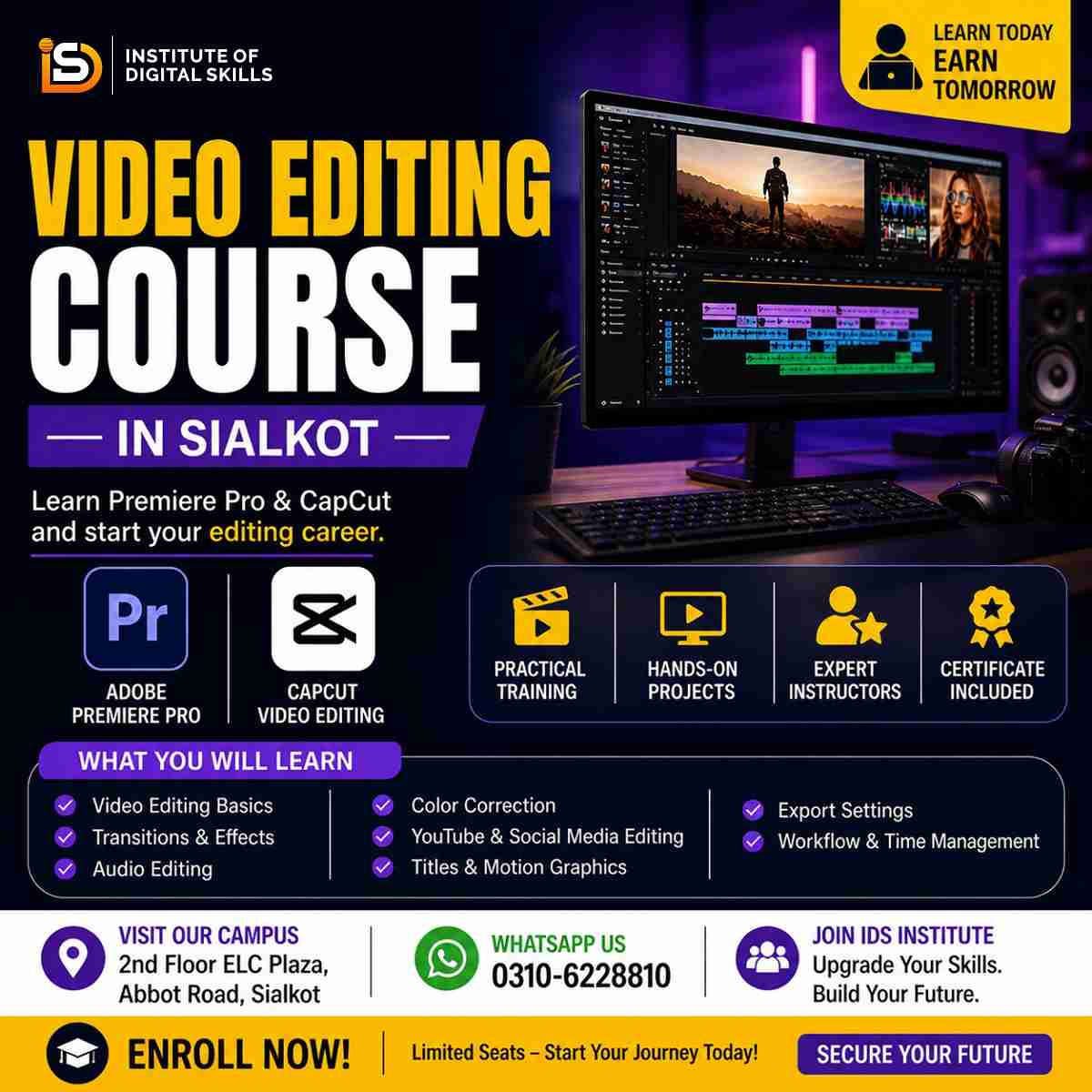video editing course in sialkot adobe premiere pro or capcut video editing course in sialkot